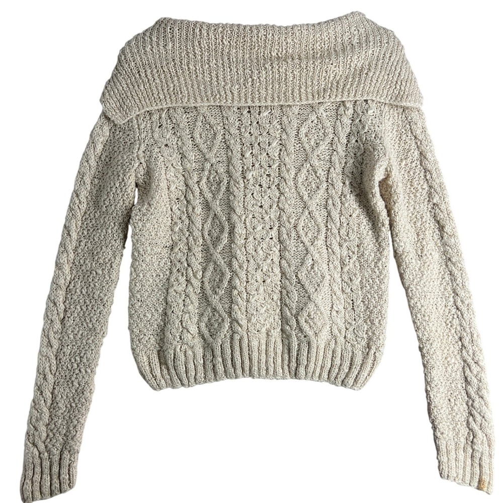 Fishermancore Coastal Chunky Michael Kors Alpaca/Linen Cableknit Sweater Cream S - Picture 9 of 10